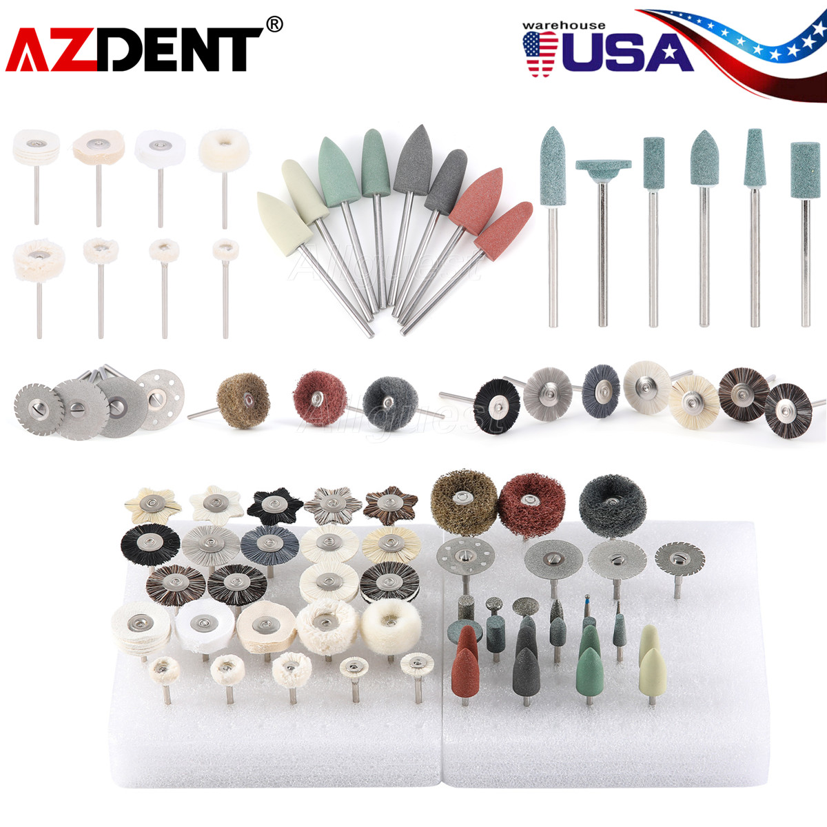 51pcs Dental Lab Polishing Kit Burs HP 2.35mm for Composite Ceramic Polishing US