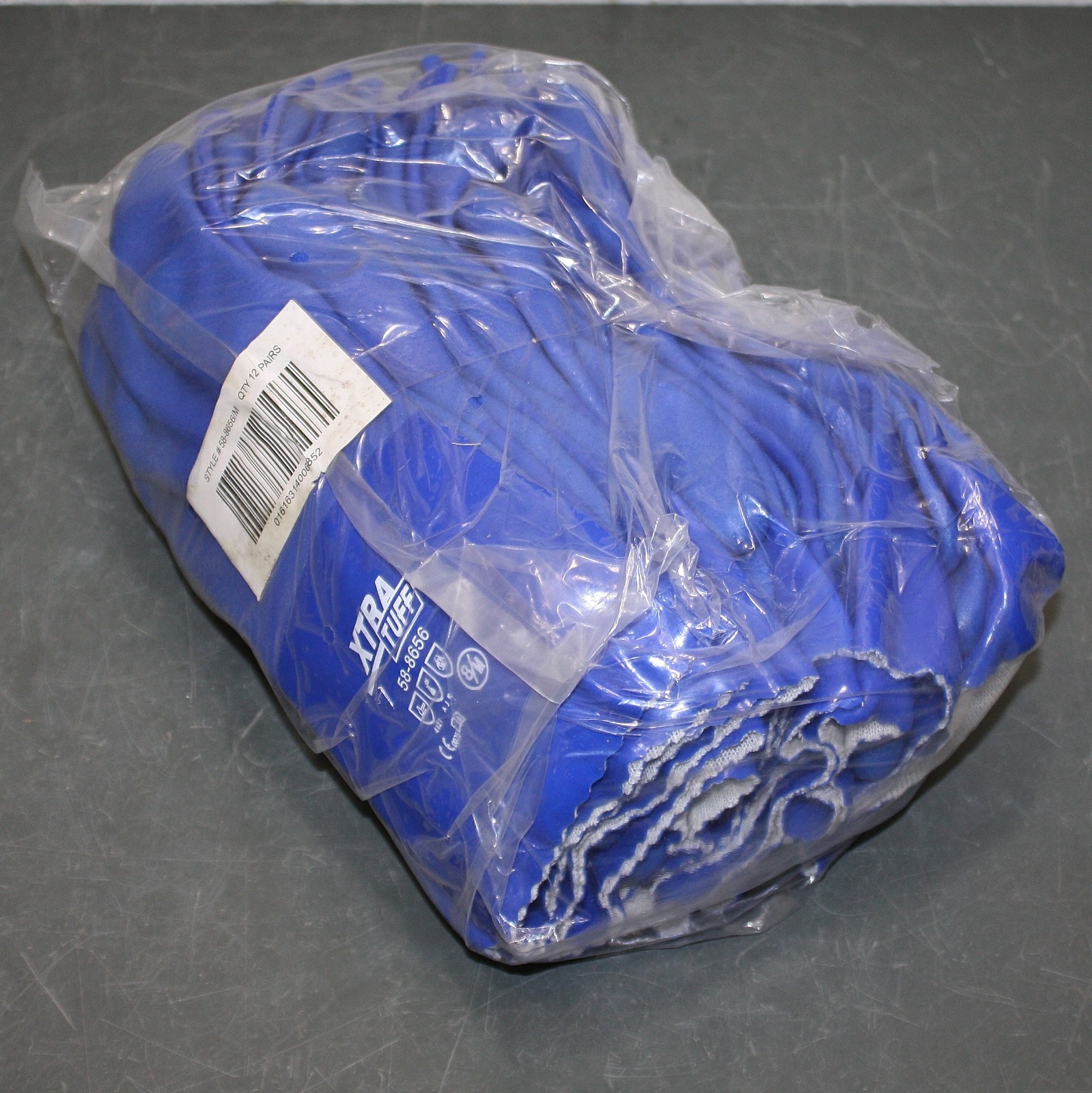 (12 Pairs) PIP 12″ Oil Resistant Gloves 58-8656, Size 8 / M, Blue PVC, XTra Tuff