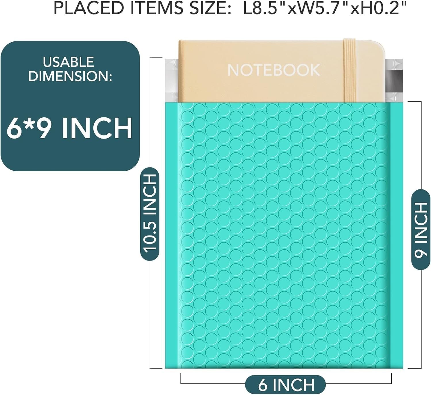 #0 Bubble Mailers 6×10″ 500Pcs Poly Padded Envelope Thick Mailing Bags Teal