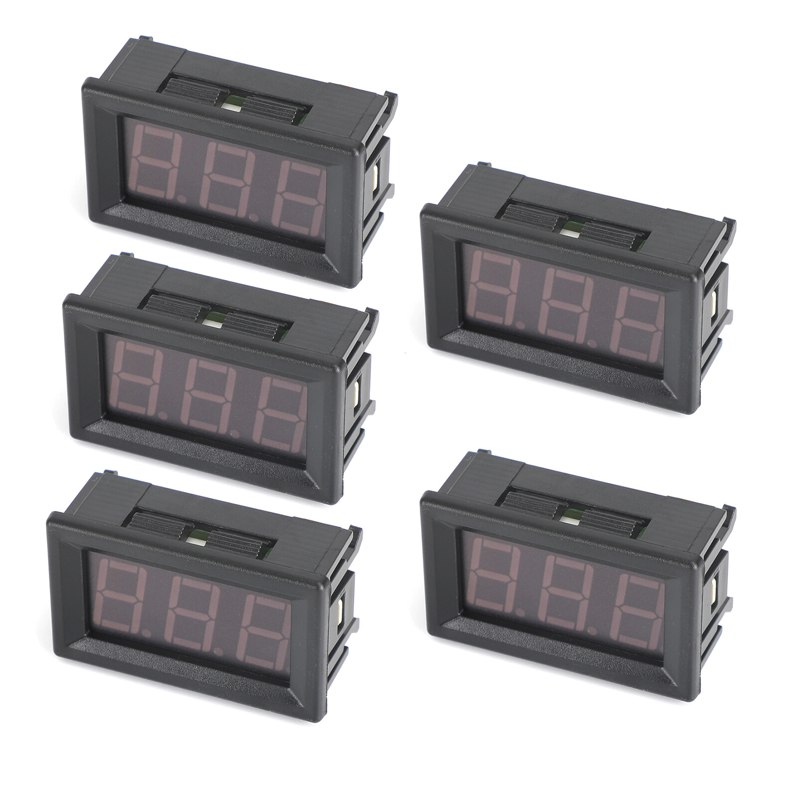 5Pcs Dc 5-120V Voltmeter Red Led Panel 3-Digital Display Volt Meter 2-Wire USA