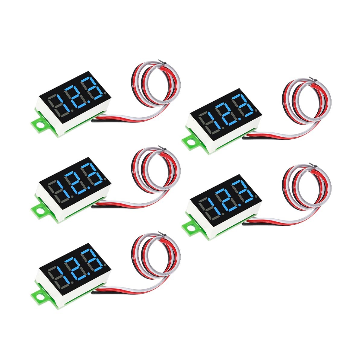 5 PCS Mini Digital Voltmeter 3Wire DC 030V 0.36 Inch LED Display Monitor