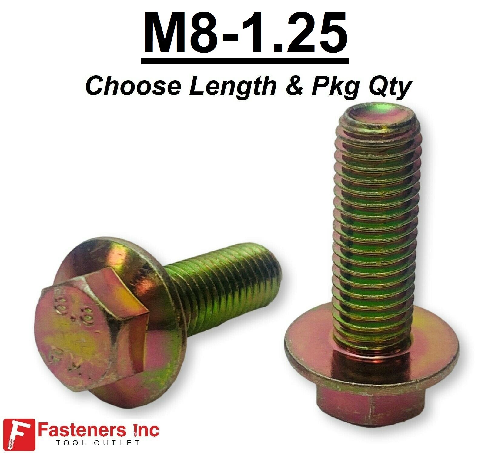M8-1.25 Grade 8.8 Metric Flange Bolts Yellow Zinc (Choose Length & Qty’s)