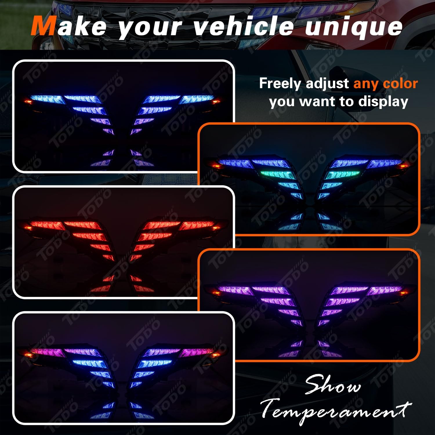Multicolor Halo LED Headlights DRL Running Lights for Tucson 2022-2024 Pair