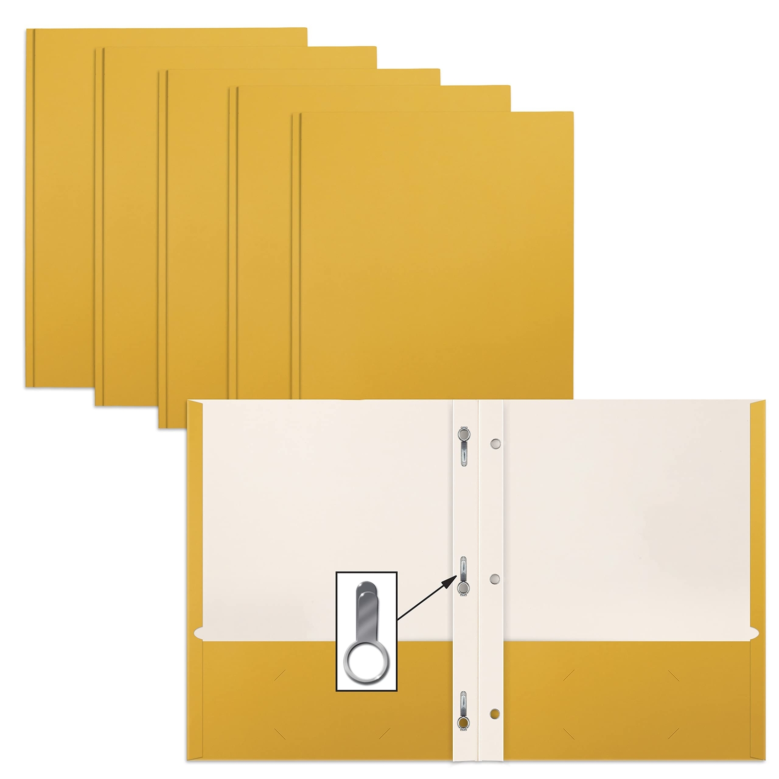 Better Office Products Dark Yellow 2 Pocket Folders with Prongs, 50 Pack, Let…