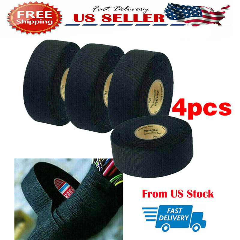 4Rolls 82ft Car Wiring Loom Tape Adhesive Cloth Fabric Harness Insulation Tape