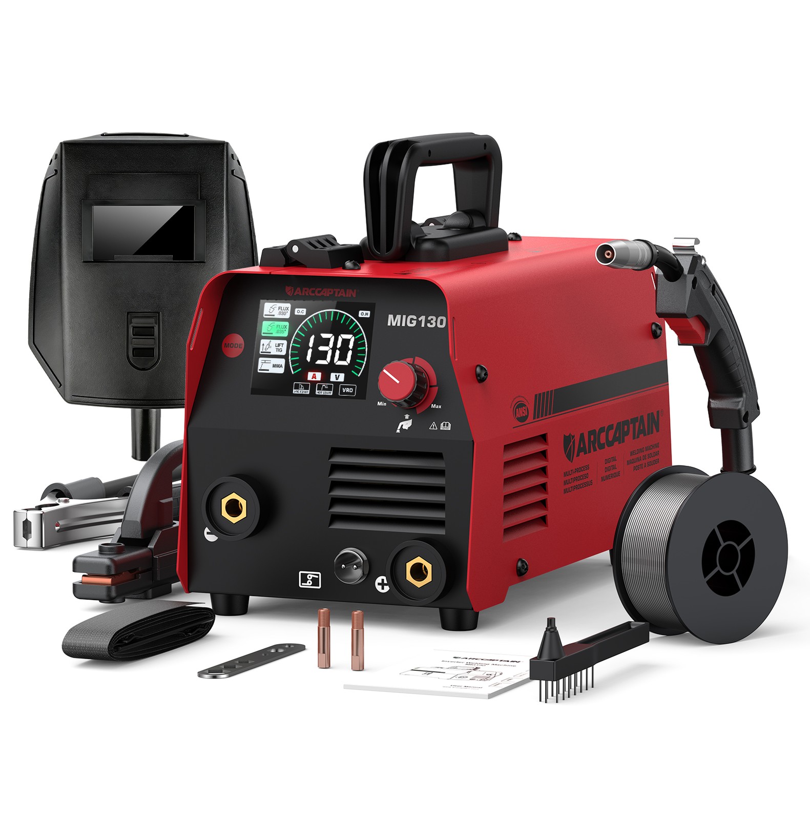 ARCCAPTAIN 3 in 1 MIG Welder 130Amp Flux Core Mig/Lift TIG/MMA Gasless Digital🔥