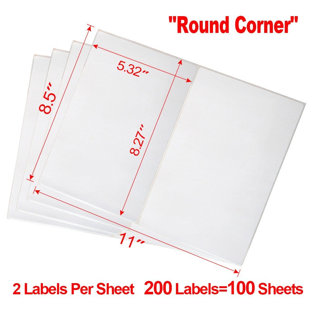 200-20000 Premium 8.5×5.5 Round Corner Shipping Labels Half Sheet Self Adhesive
