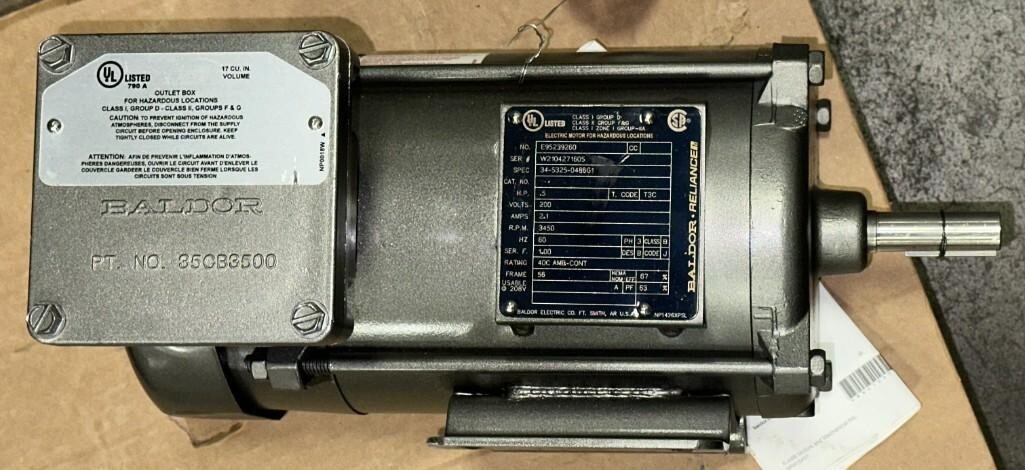 BALDOR #E95239260 / #34-5324-0486G1 0.5HP 200 V 3PH 3450 RPM, 56 FRAME