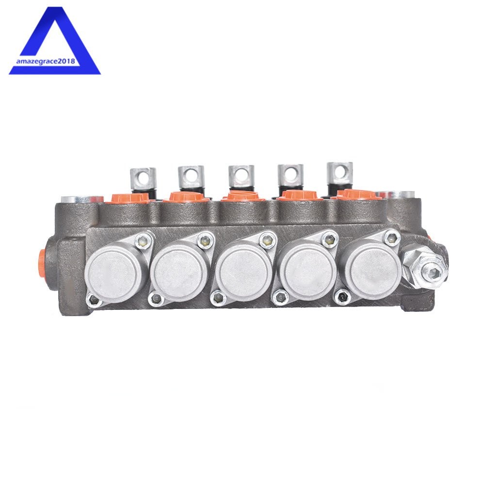 5 Spool Hydraulic Monoblock Double Acting Control Valve, 11 GPM, SAE Ports