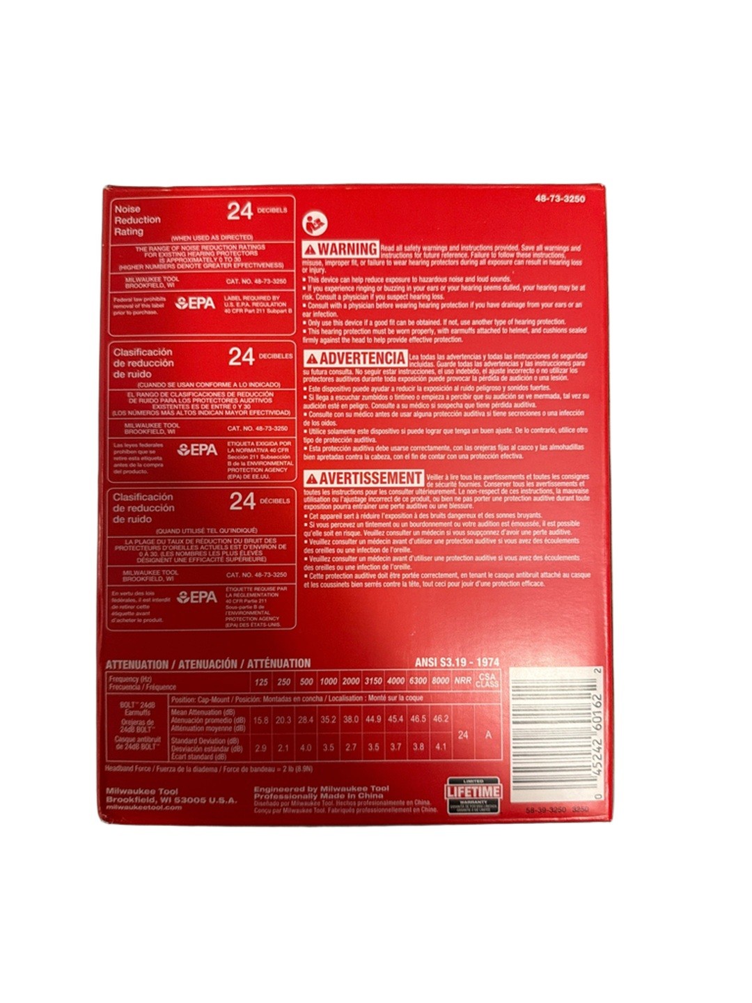 Milwaukee 48-73-3250 BOLT Earmuffs with Noise Reduction Rating of 24 dB