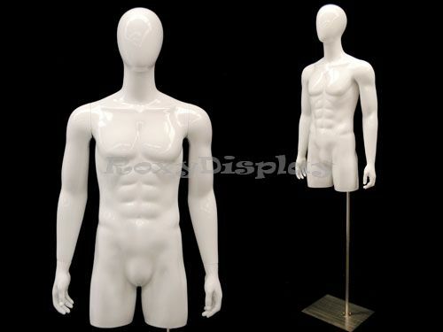 Egg Head Male Mannequin Torso with nice body figure and arms #MD-TMWEGS
