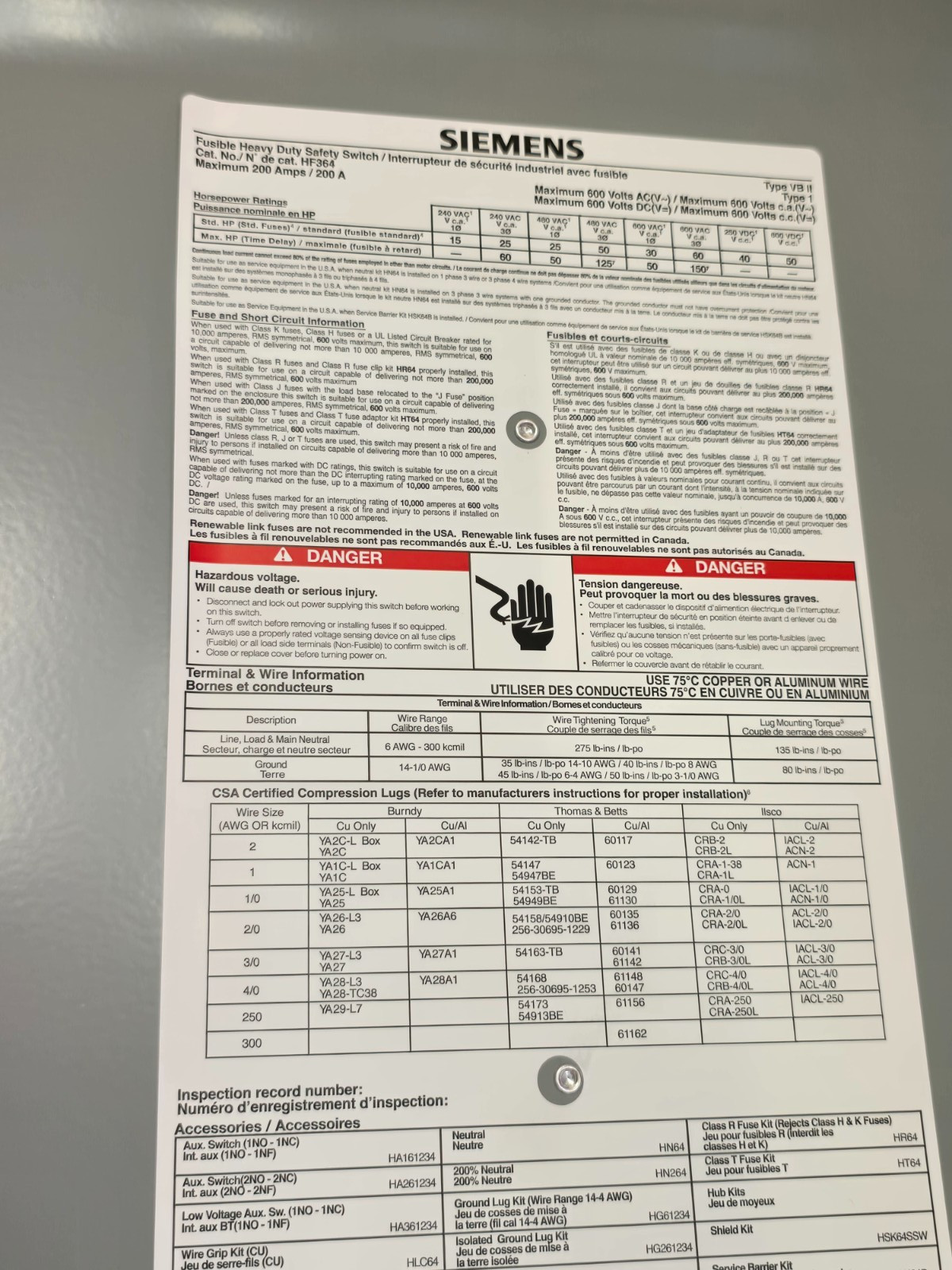 SIEMENS HF364, HEAVY DUTY SAFETY SWITCH ,3p/200A/600V, NEW IN BOX! MAKE OFFER!