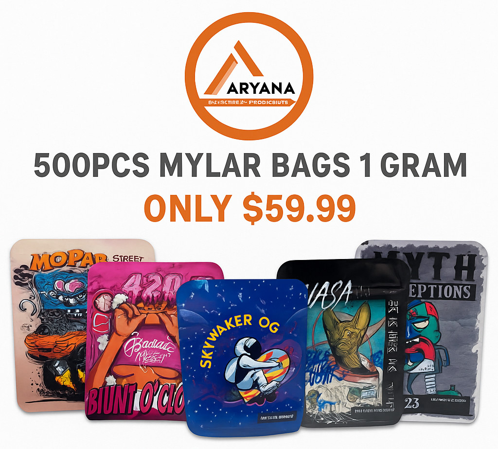 Mixed Design Storage Bags, Resealable, Graphic Print, 3.5g, 500 Count- Free Ship