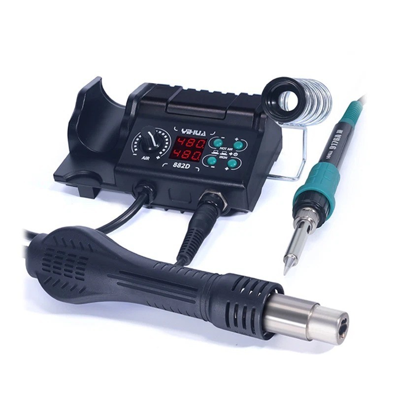 YIHUA 882D 750W Digital Hot Air Rework Staiton 2-in-1 Soldering Iron Station Kit