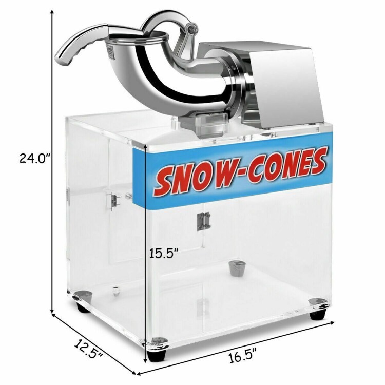 Electric Cone Ice Shaver Machine Snow Crush Stainless Steel Dual Blade Smoothie