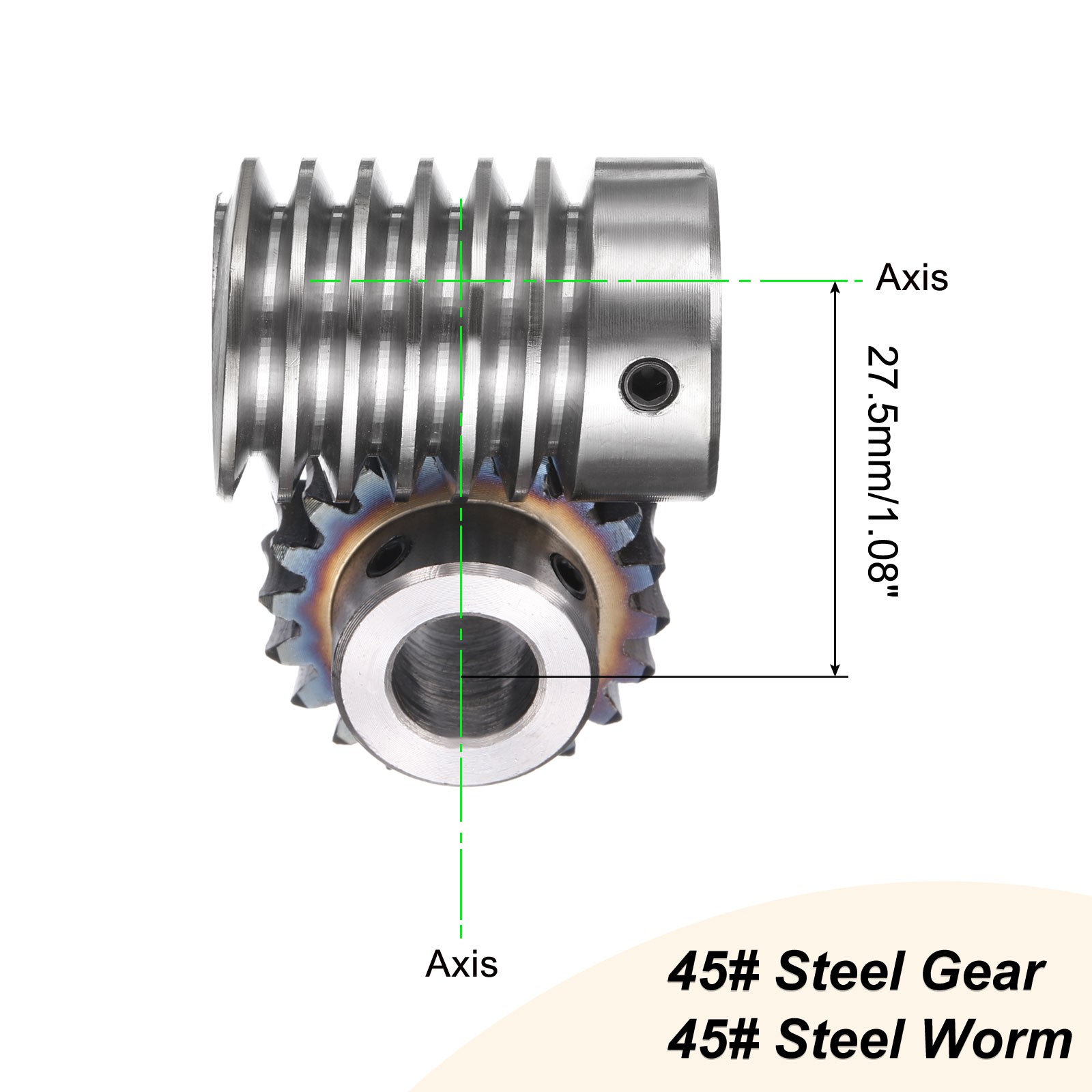 Worm Gear Set 1.5 Module 20:1 Reduction Rate Gear-12mm ID 33mm OD, Rod 15mm Bore