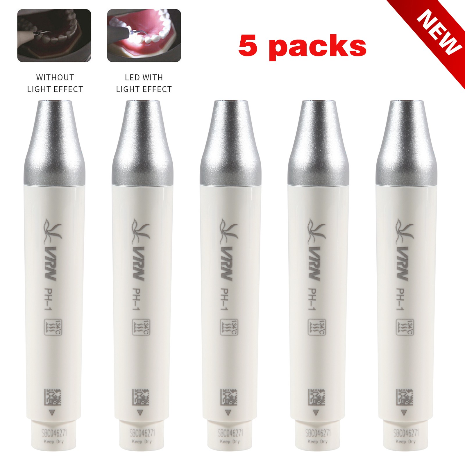 1-5* VRN Dental Detachable LED Handpiece PH-1 Ultrasonic Piezo Scaler Fit EMS