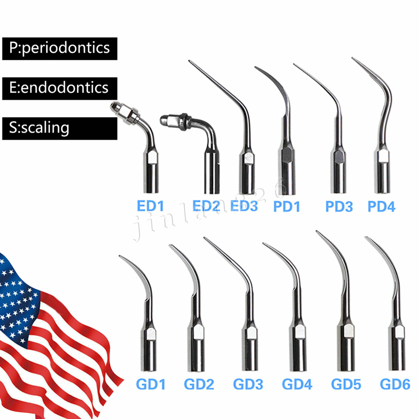 5pcs Dental Ultrasonic Scaler Puntas Endo Perio Scaling Tips Para DTE SATLEC