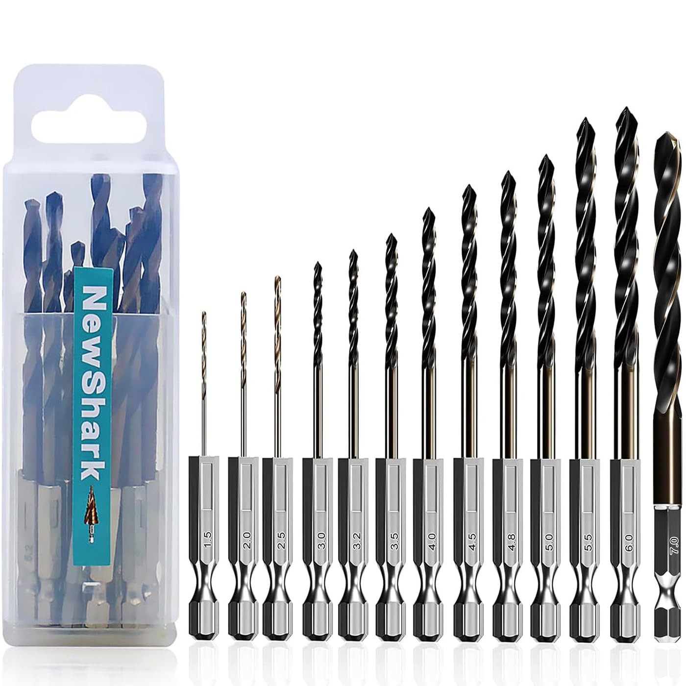 Hex Shank Cobalt Metric Drill Bit Set 15 PCS (1.5mm-8mm), Quick Change 13PCS