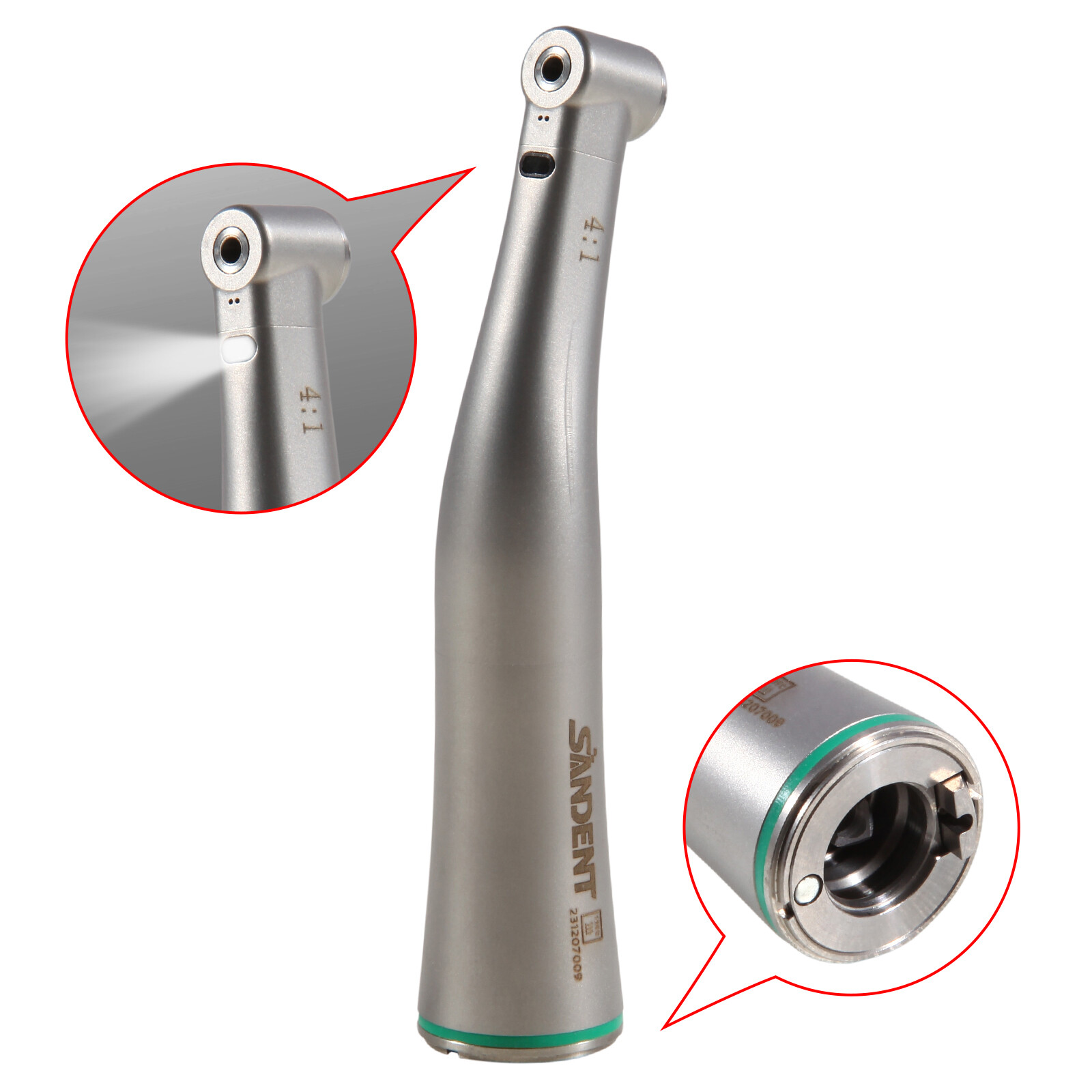 1-10pcs Dental Fiber Optic LED Contra Angle 4:1 Handpiece For NSK E-type Motor