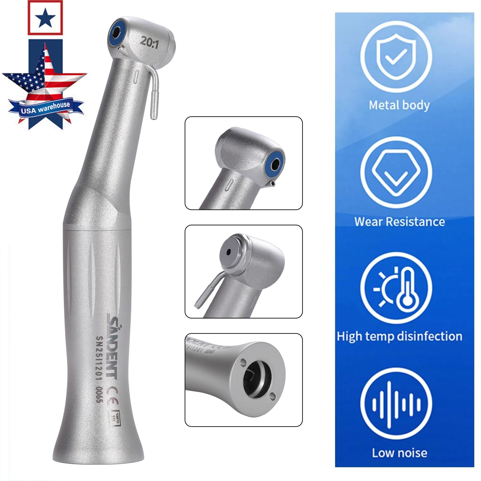 Dental Implant Handpiece 20:1 (LED) Contra Angle Fit NSK Implant Motor PR