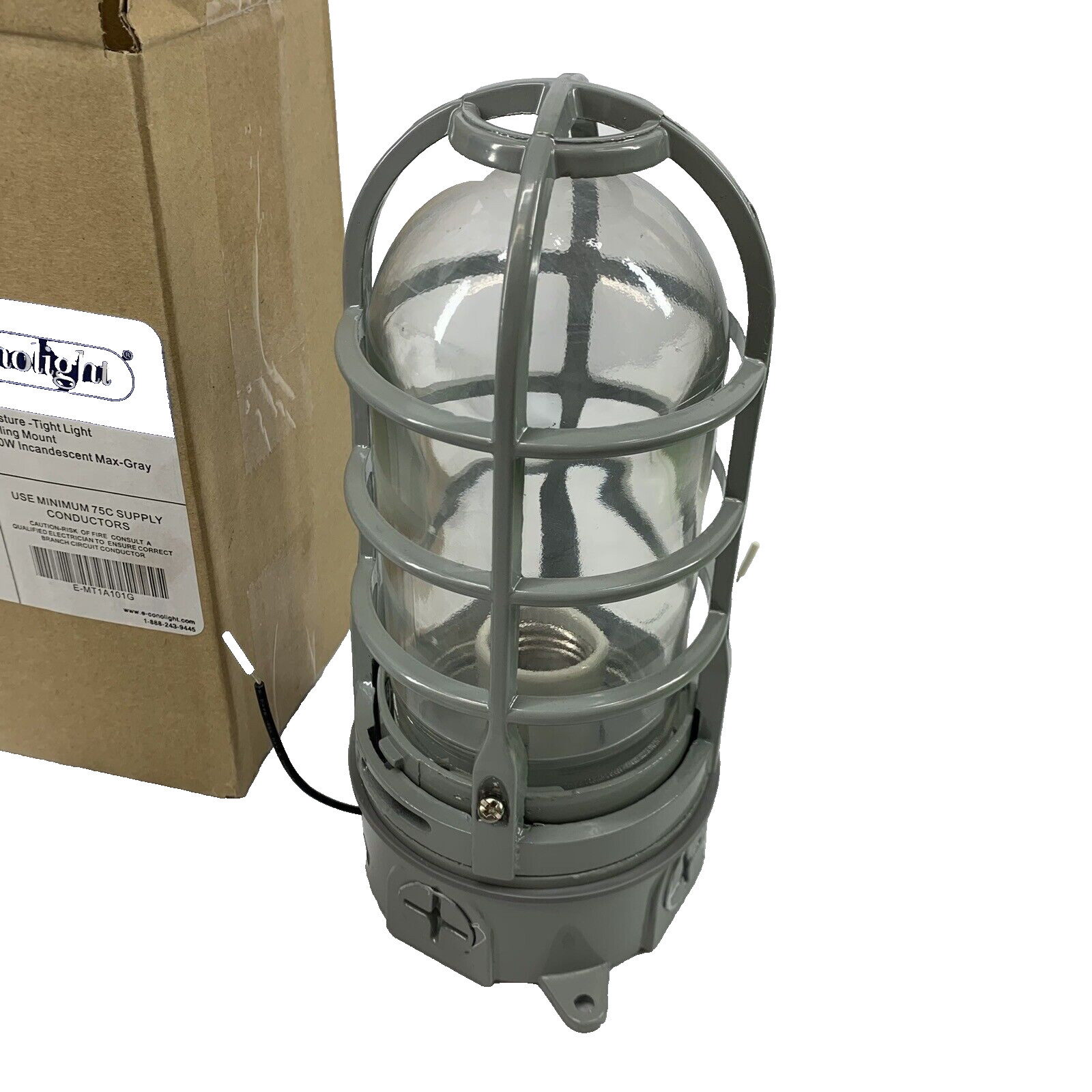 Econolight 150w Industrial Moisture Tight Light Ceiling Mount Incandescent Gray