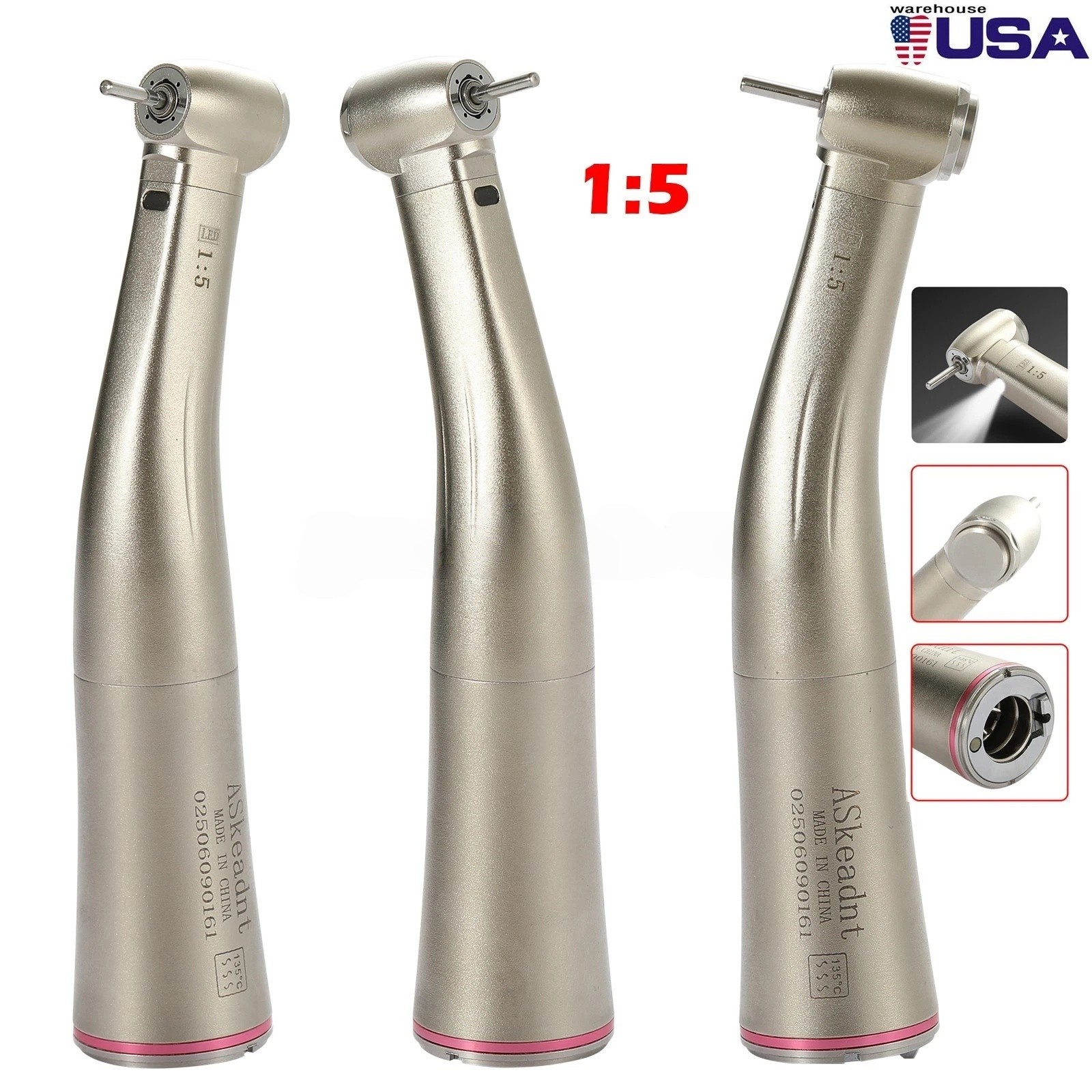NSK Style Dental LED 45° Degree Surgical High Speed Handpiece Push Button 4 Hole