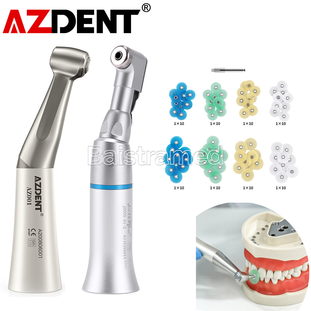 NSK Style Dental Slow Low Speed Handpiece Contra Angle /Polishing Discs Assorted