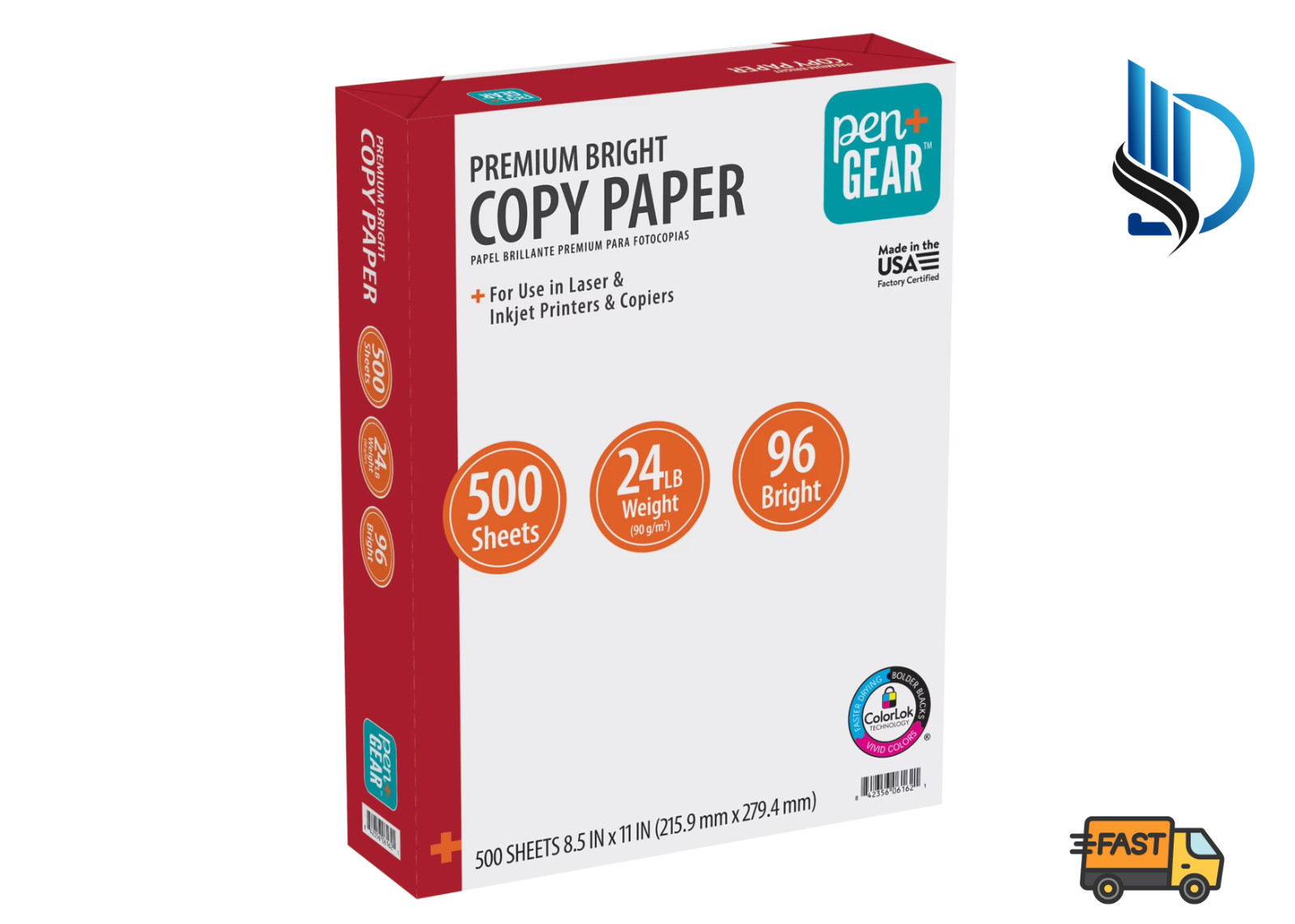 Pen+Gear Premium Bright Paper, 8.5″ x 11″, 96 Bright, White, 24 lb