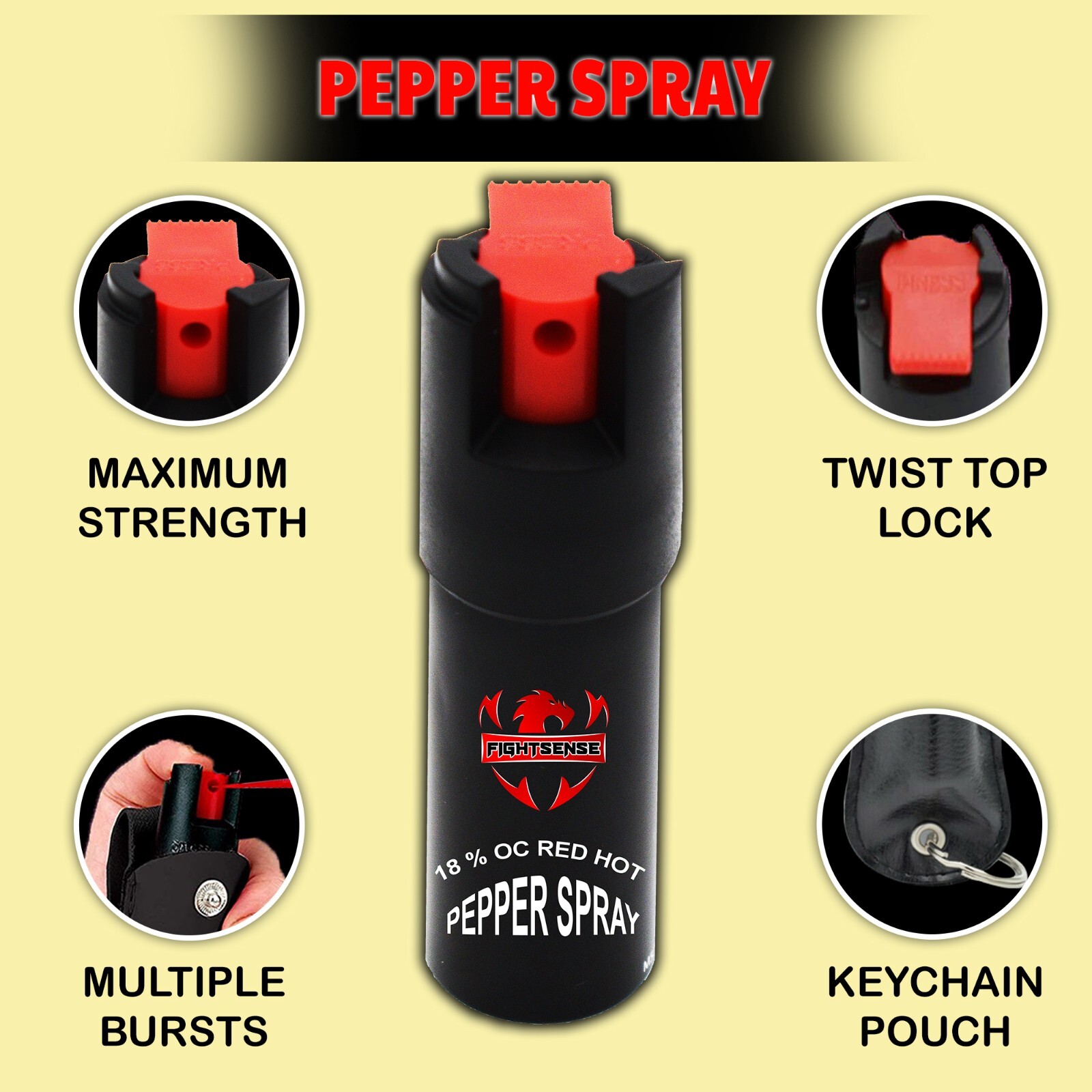 Pepper Spray Maximum Strength Leather Case Self Defense Security Multi PK