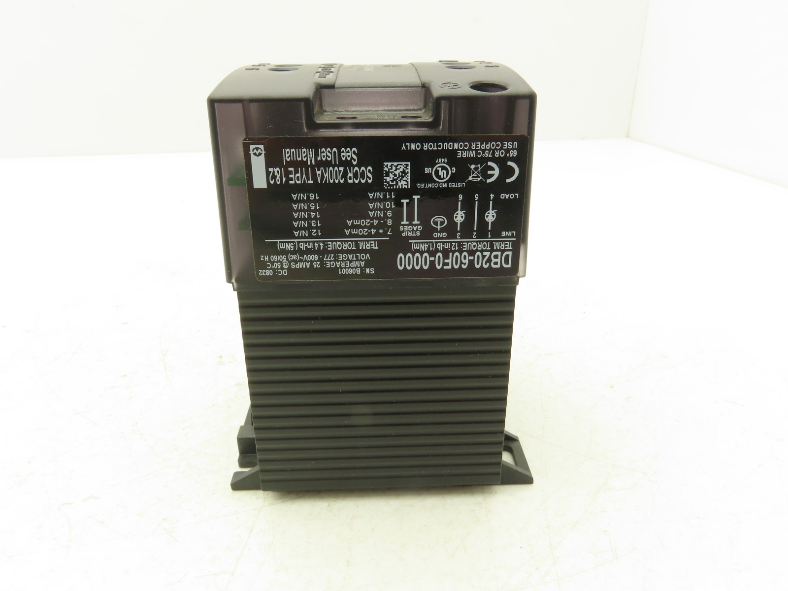 Watlow DB20-60F0-0000 Solid State Power Control Din-a-mite 277-600VAC 25A