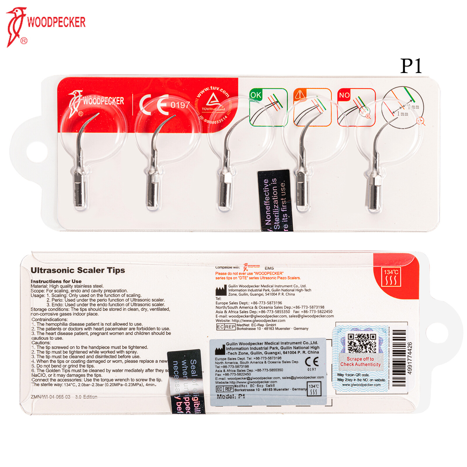 Dental Ultrasonic Scaler Perio P1/Piezo PD1 Tips Fit EMS/Woodpecker DTE/SATELEC
