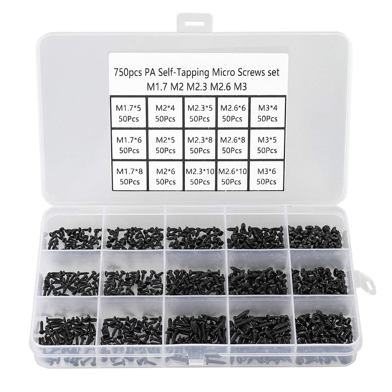 750 Pcs Small/Micro/Tiny/Mini Self-Tapping Screws, M1.7-M3 Phillips Pan Head,…