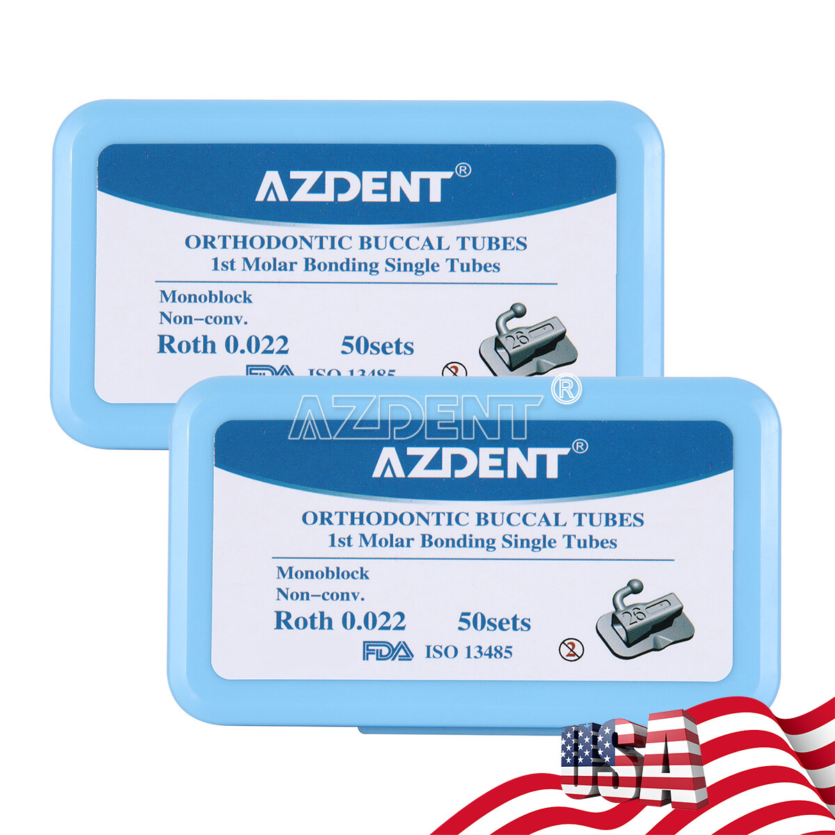 Dental Orthodontic Buccal Tubes 1st Molar Roth.022 Bondable Non-Conv Monoblock