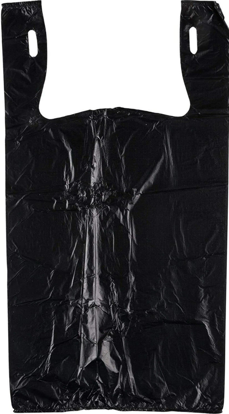 Bags 1/6 Large 21 x 6.5 x 11.5 Black THANK YOU T-Shirt Plastic Shopping Bags