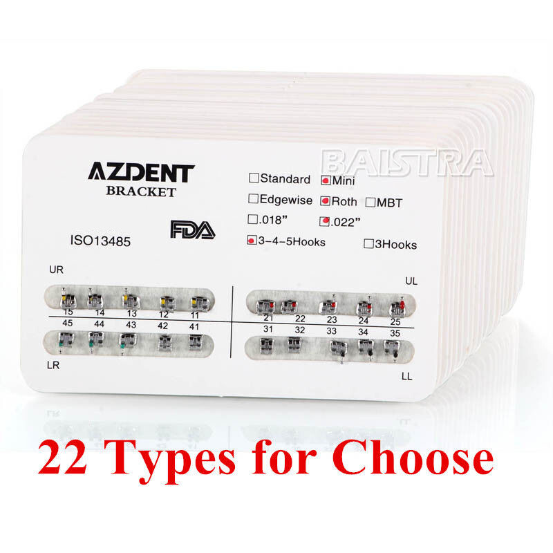 20X AZDENT Dental Orthodontic Brackets Brace Mini Standard Roth/MBT Slot.022 018