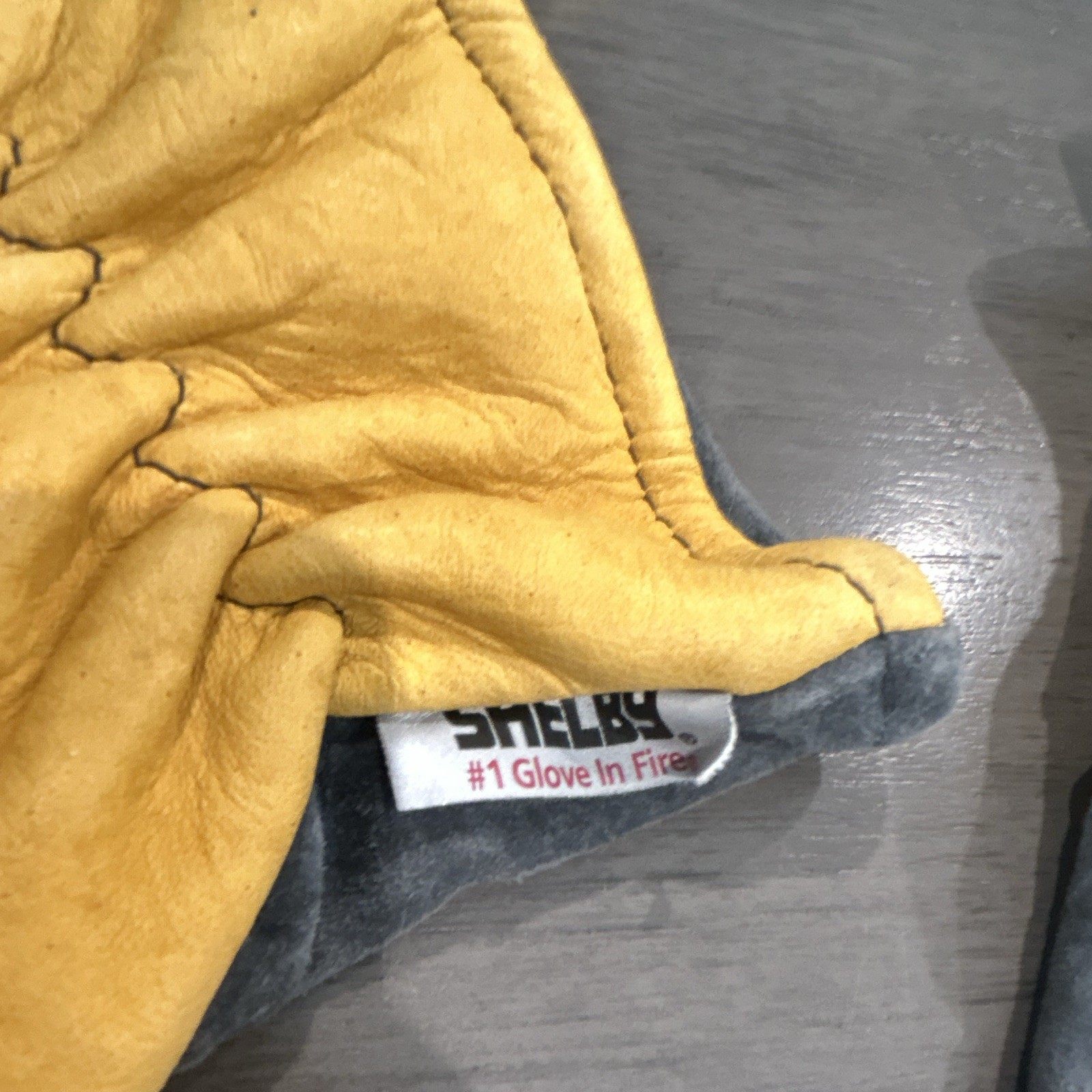 Shelby Model FDP Leather Work Gloves Yellow/Gray Pair, Size J Total 3 gloves