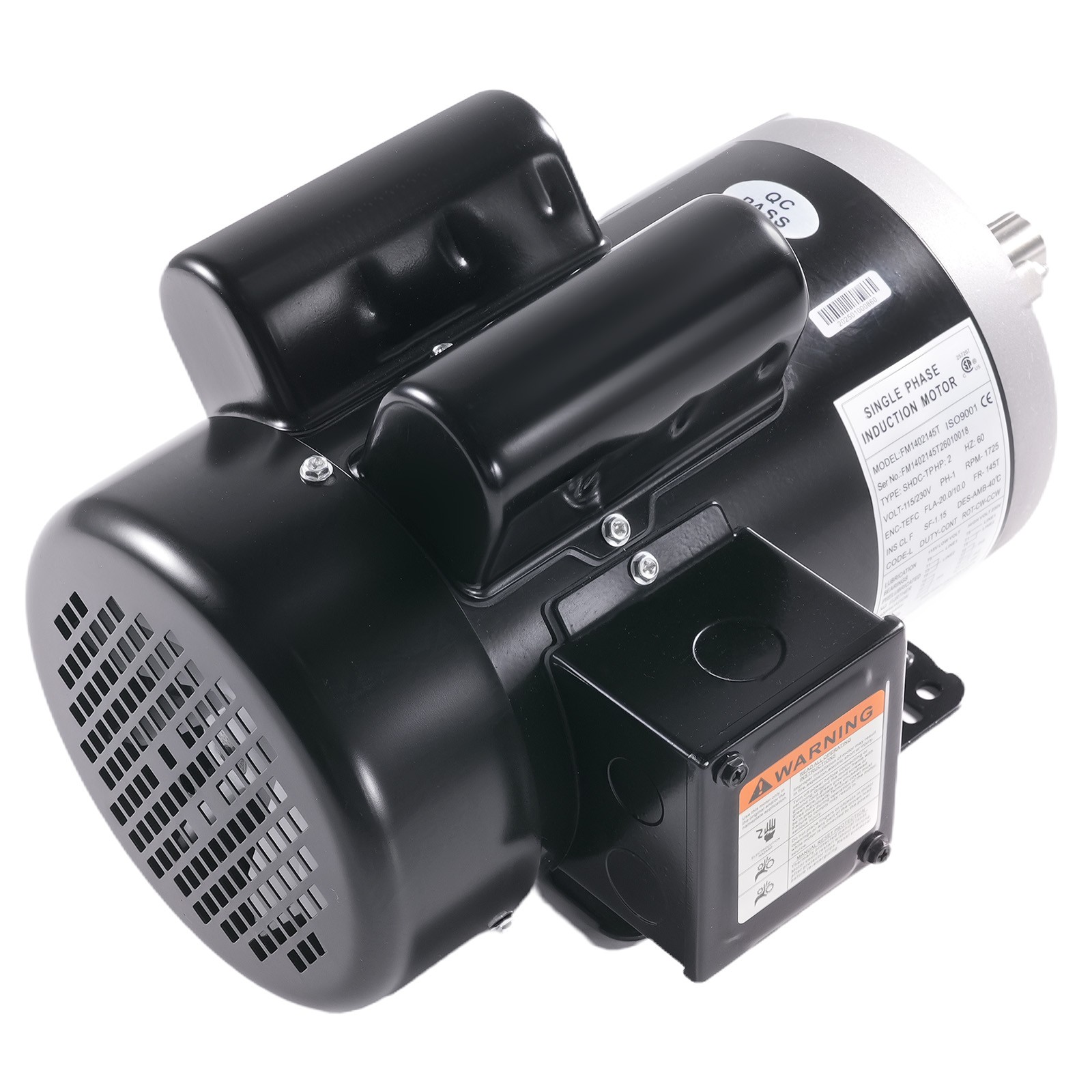 1725 RPM 2HP Electric Motor 115V/230V 143/5T Frame Single Phase CCW Rotation ODP