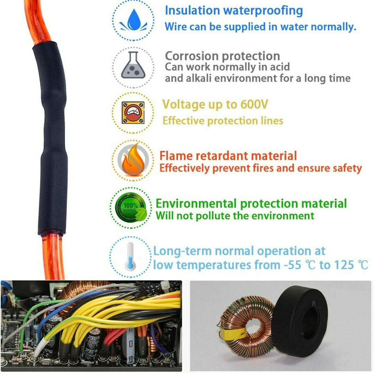 BLACK φ 6.4mm 1/4″ Heat Shrink Tubing Dual Wall 3:1 Marine Adhesive Glue Lined