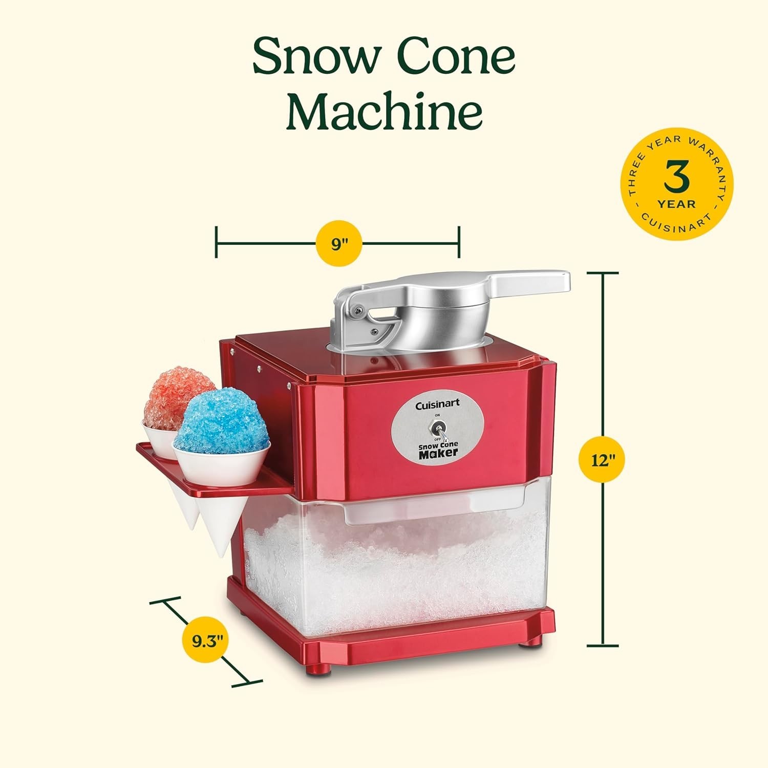 Cuisinart Electric Ice Shaver Maker Crusher Snow Cone Machine Slushies Frozen