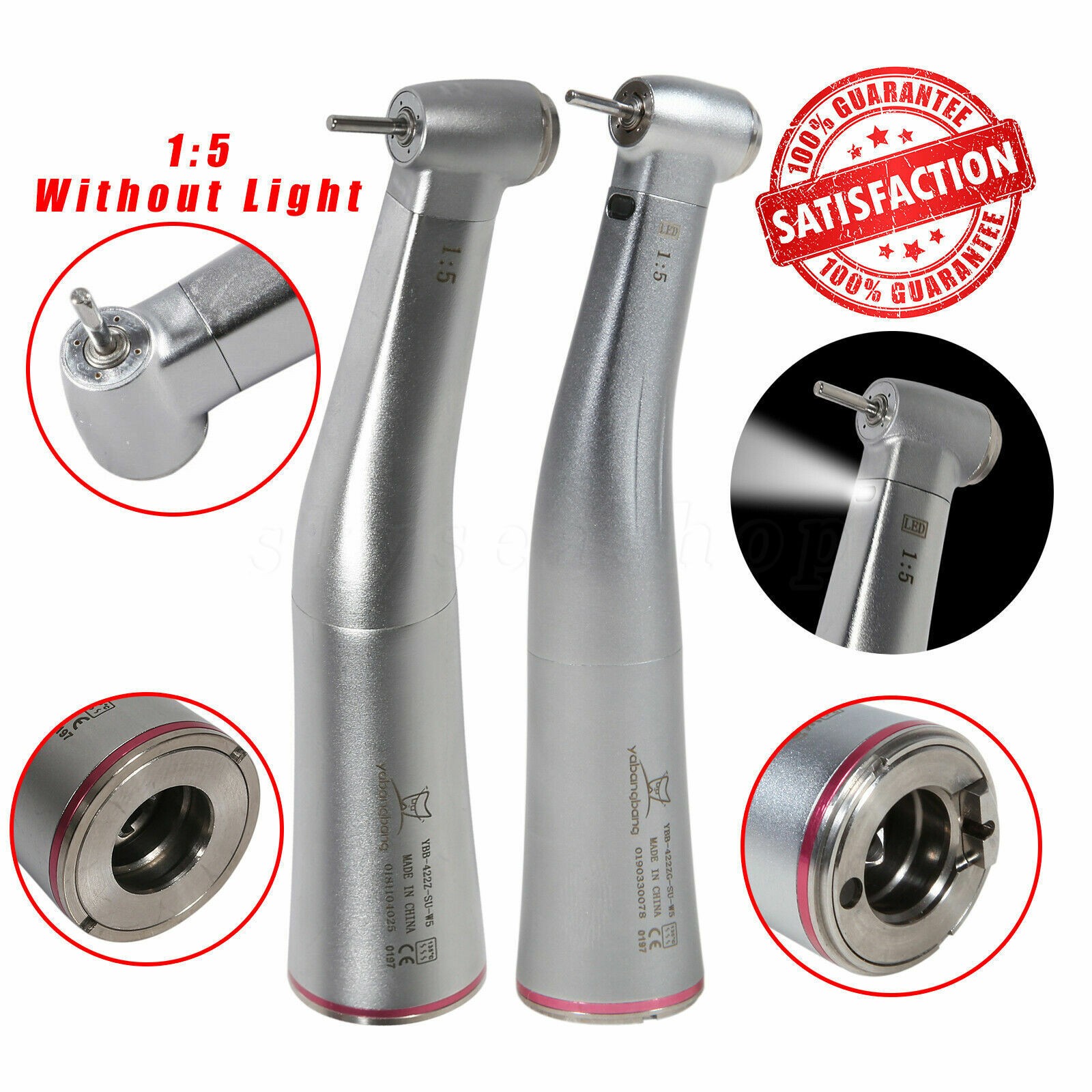 1:5 Electric Dental Increasing Contra Angle (LED) Handpiece Fit NSK E-type motor
