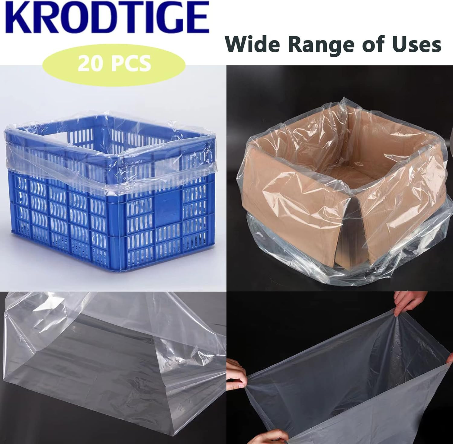 20 Pcs 30 X 40 Inch 1.4 Mil Large Clear Plastic Flat Open Poly Bags(With Bottom