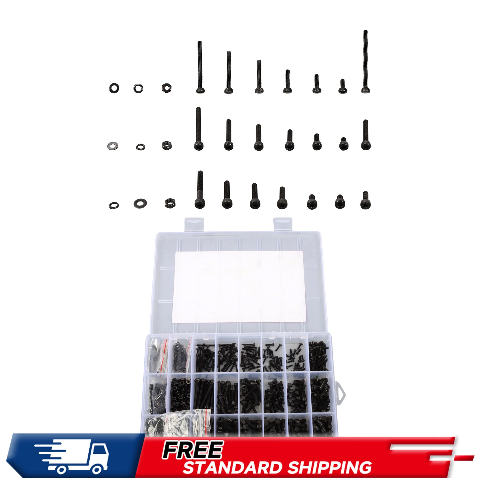 Grade12.9 Metric Bolt Assortment 1710pcs M2 M3 M4 M5 Zinc/Black Oxide 4-30mm