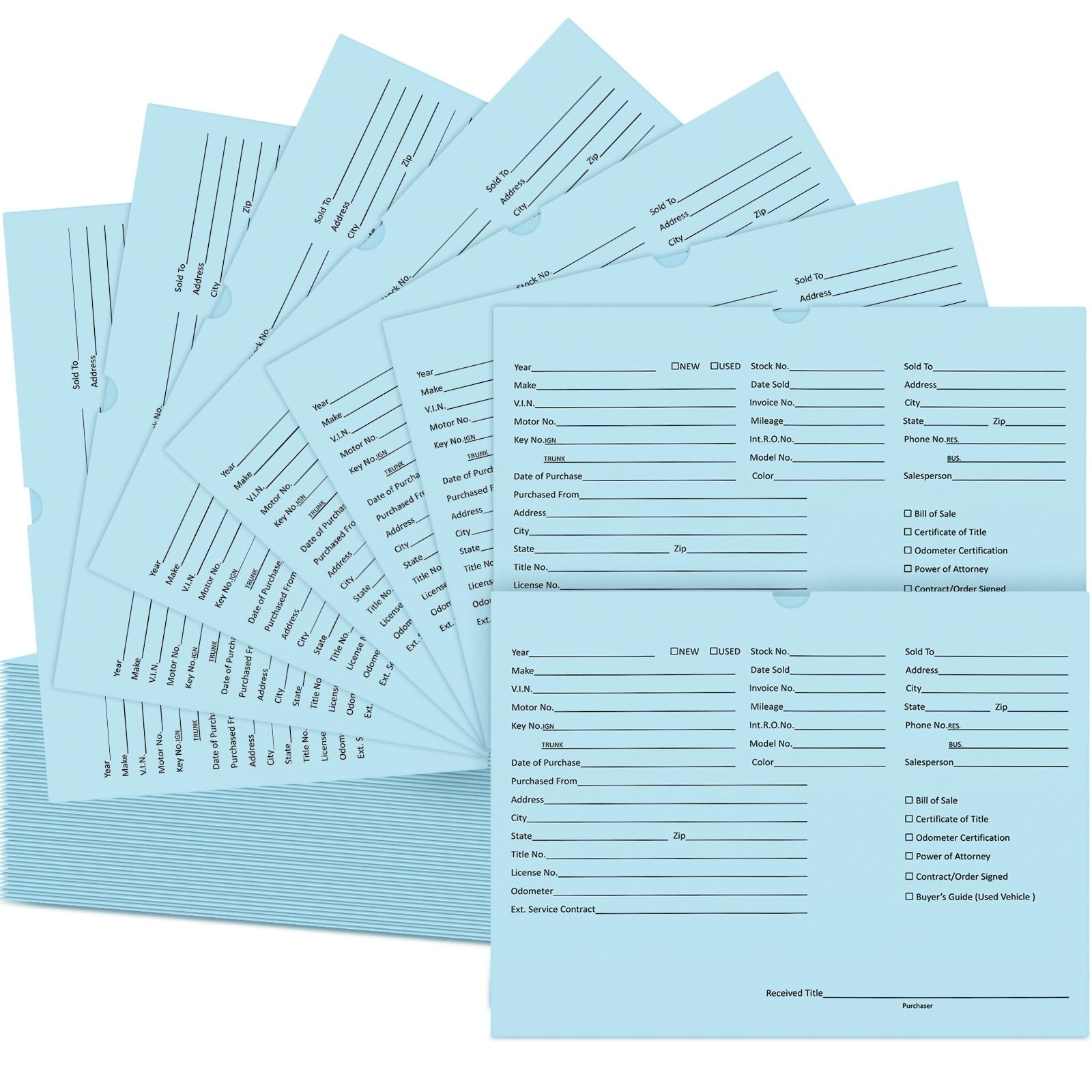 120 Pcs 9×12 Vehicle Dealer Jackets for Car Sales – 32lb Colored Paper