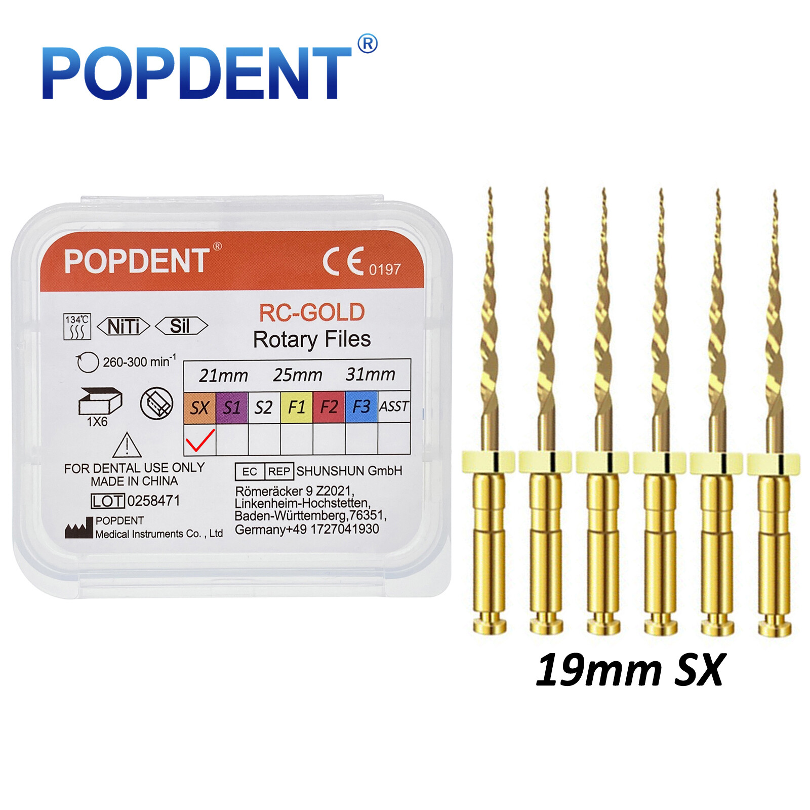 POPDENT Dental Endodontic Rotary Endo Root Canal File X-Pro Blue /Gold Taper