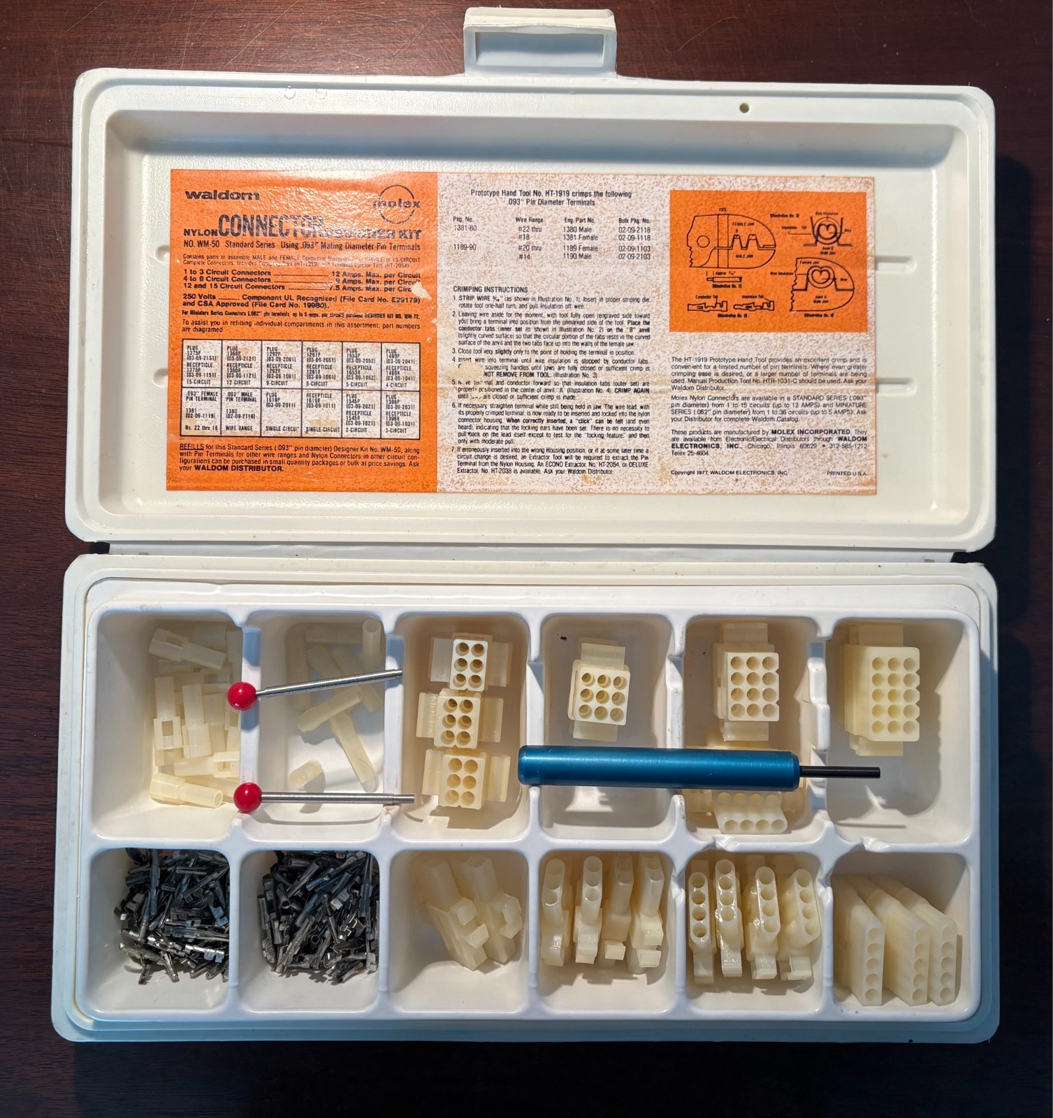 Molex Nylon Connector Designer Kit No. WM-50 using .93″ pin Terminals