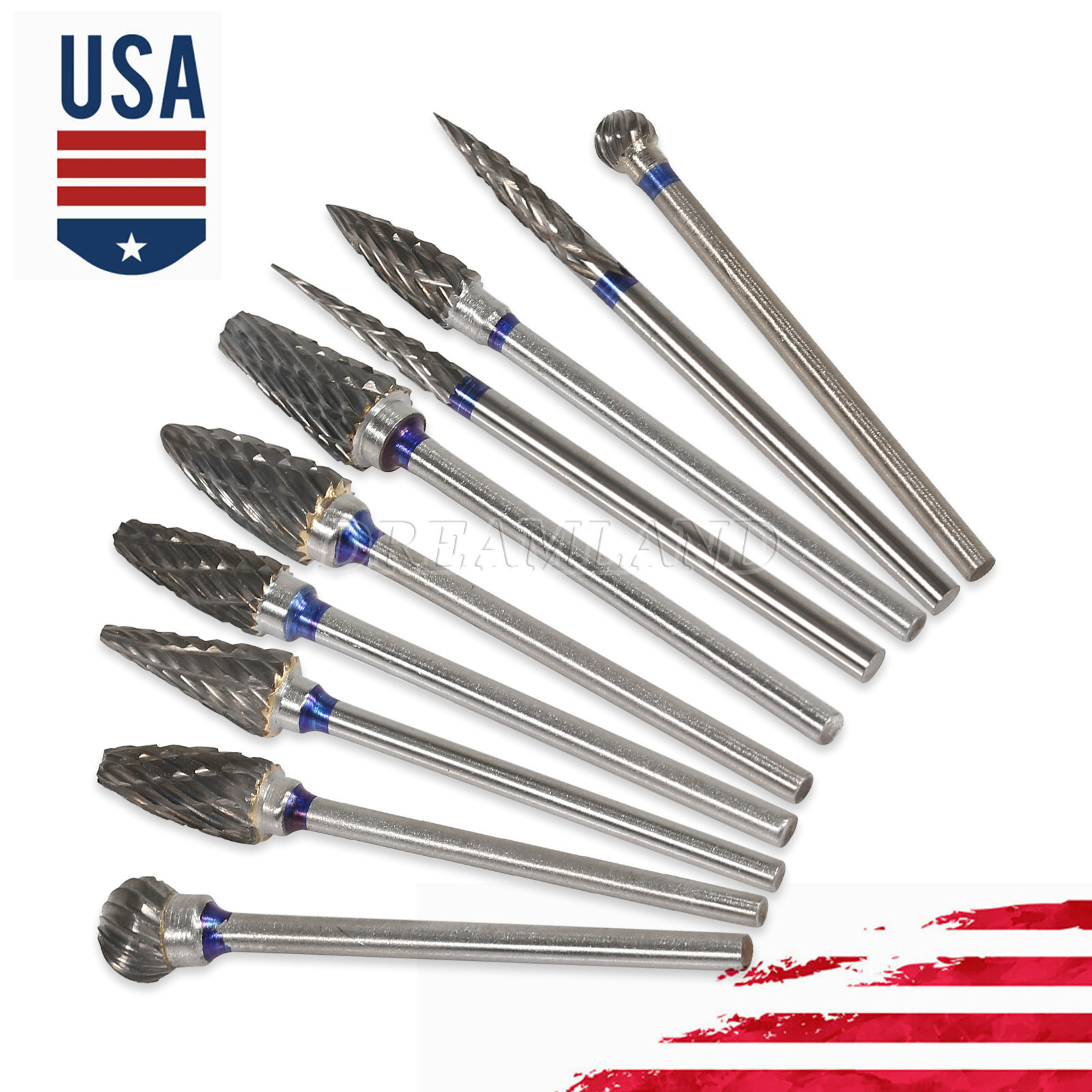 10Pc/kit Dental Lab Polishing Bur Drills Tungsten Steel Carbide Burs 2.35MM