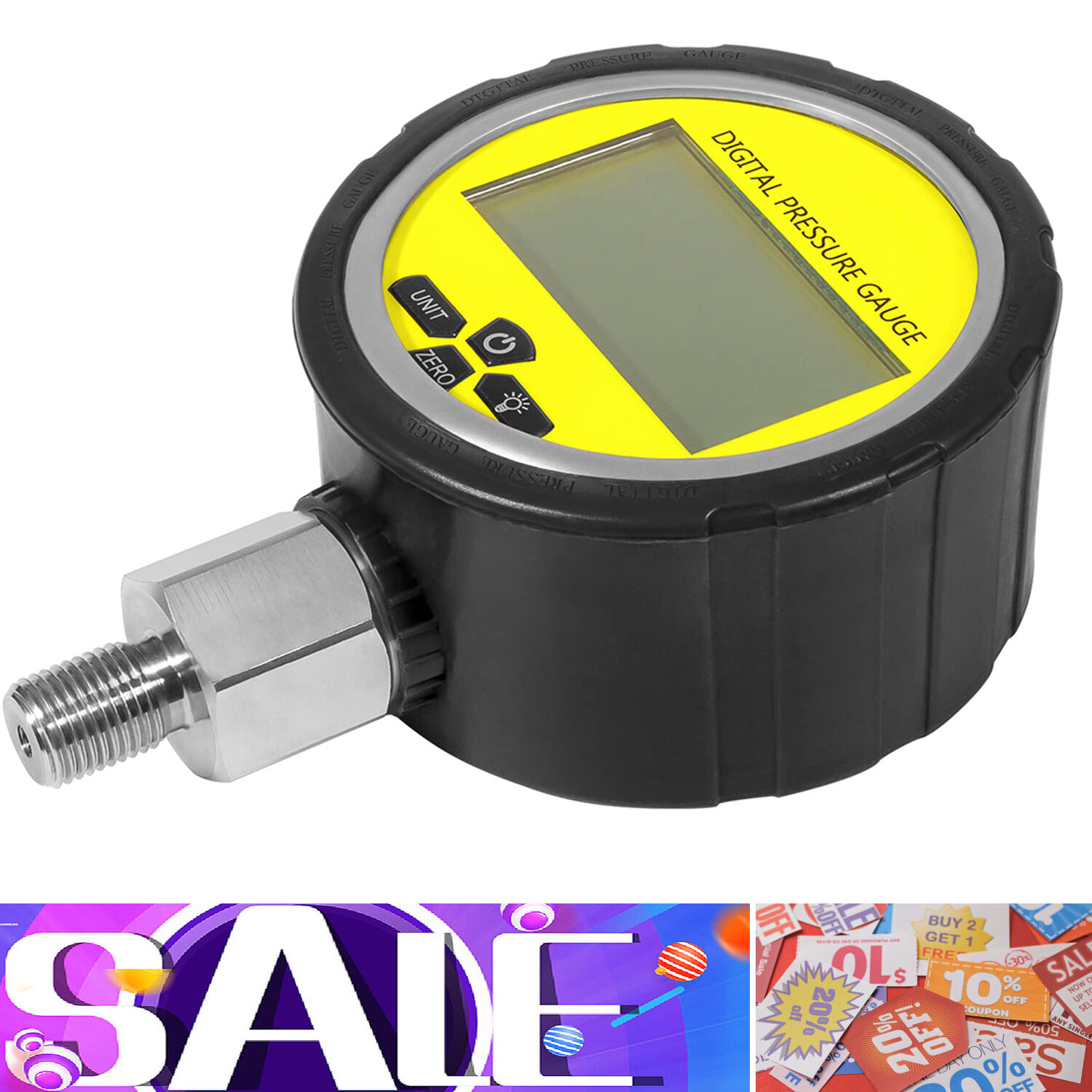 10000PSI Digital Hydraulic Pressure Gauge Manometer 1/4″ NPT 700BAR/70Mpa