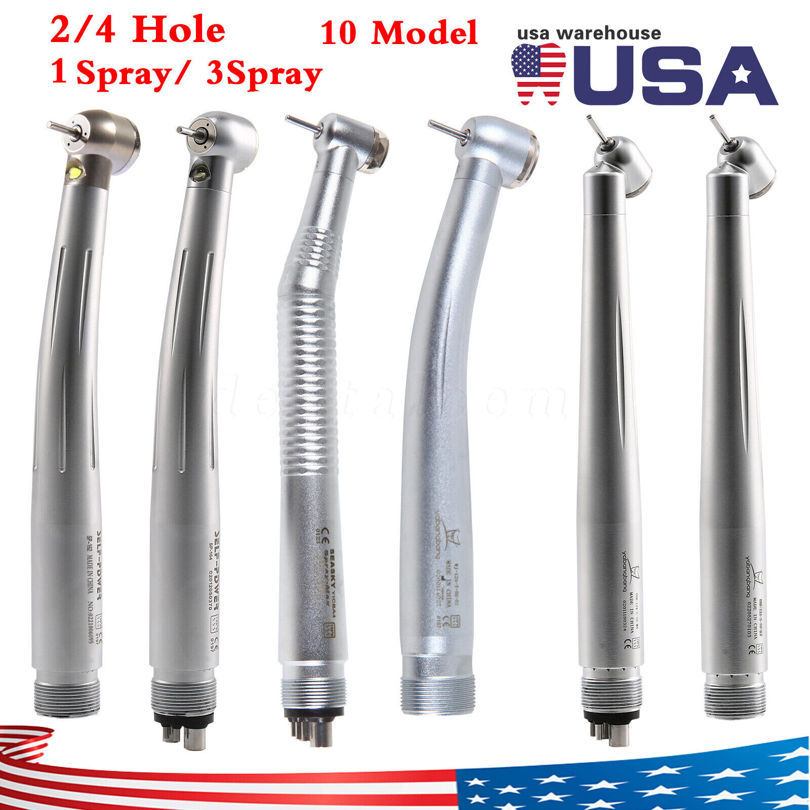 LED Dental High Speed Handpiece E-Generator 3/Single Water Spray 2/4 Holes