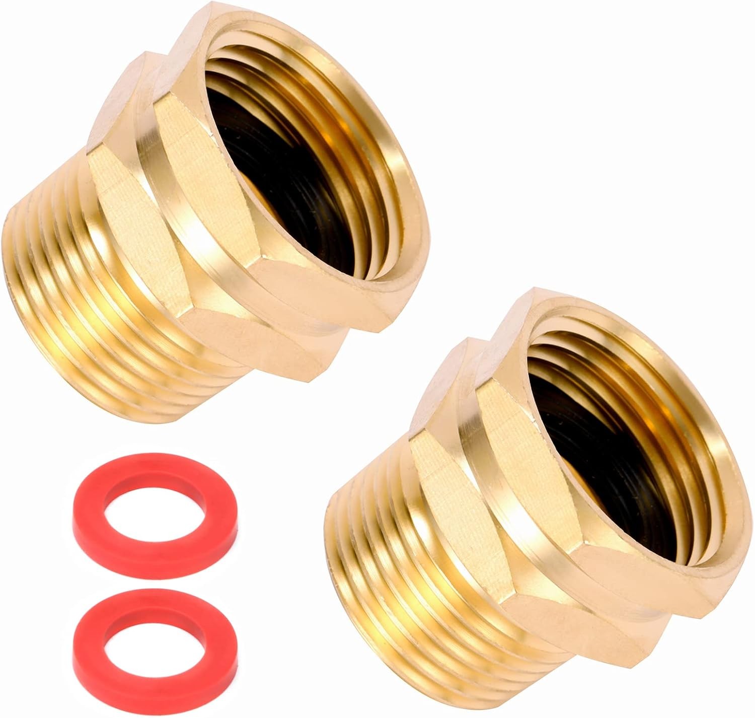 2 Pack Brass Garden Hose Adapter, 3/4″ GHT Female x 3/4″ NPT Male Connector, ..